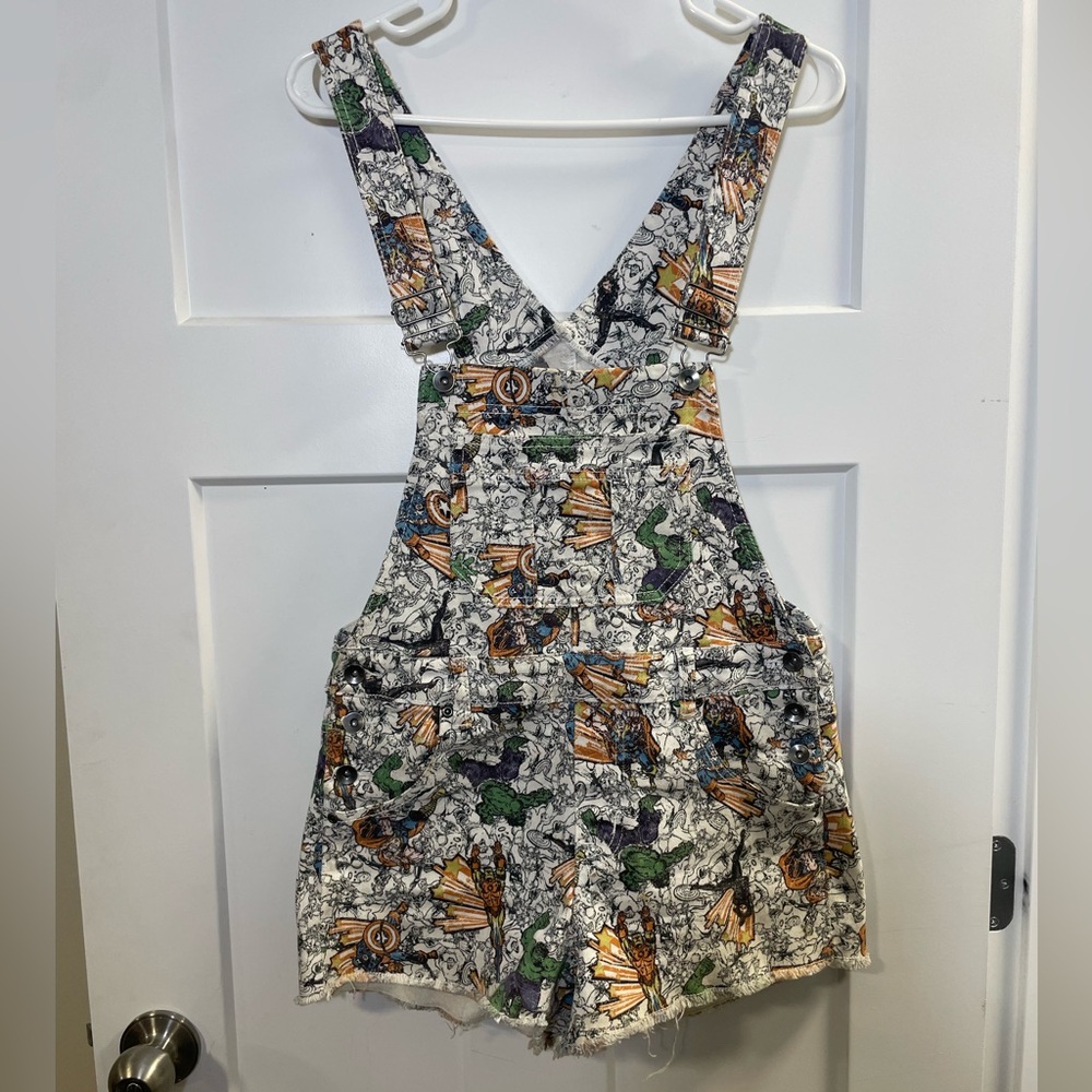 Marvel Print Denim Overalls